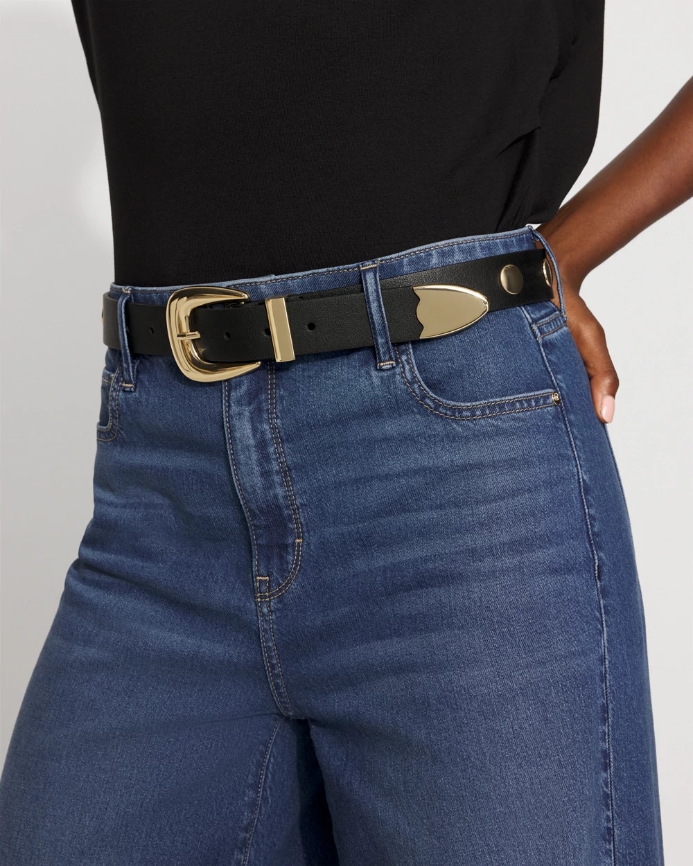 小物 MASU STUDS DENIM NARROW BELT(BLACK) MASU】STUDS DENIM NARROW BELT(BLACK)